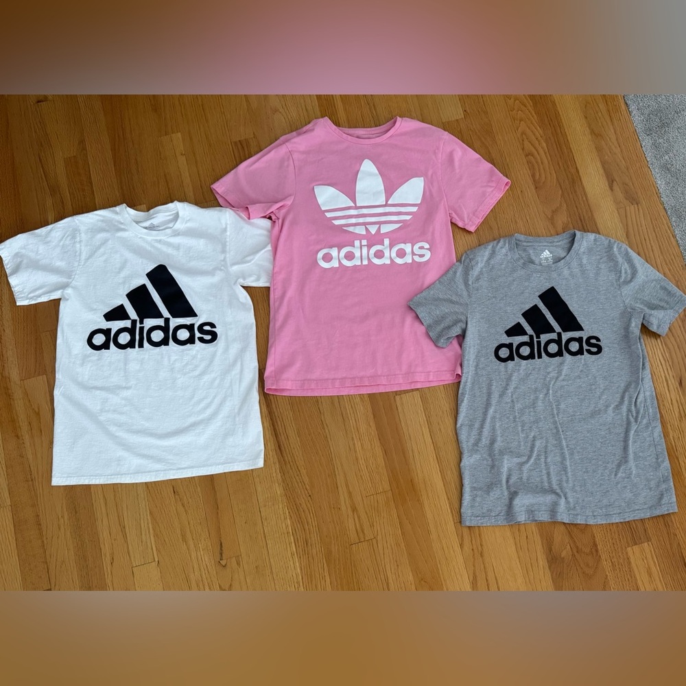 Adidas Treefoil Tee Shirts Go To Tee pink white gray set of 3